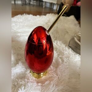 Red Egg-Shaped Christmas bulb Tumbler with Straw